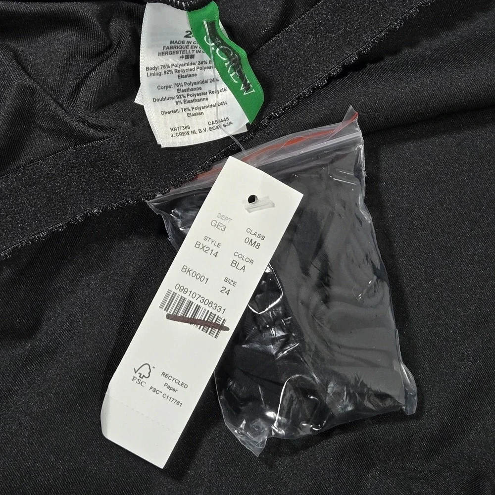 J. Crew Matte ruched one-piece swimsuit‎ with ruffles in Black Plus 24 NWT